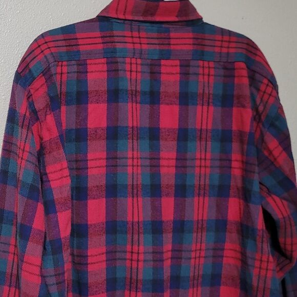 Vintage Dakota by Five Brother USA Plaid Flannel Shirt Men’s XL Red Blue Cotton - Picture 4 of 7
